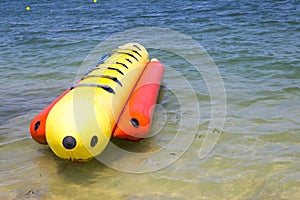 Inflatable Banana Boat on the Sea