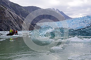 Inflatable boat in Tracy Arm Fjord   842808 photo