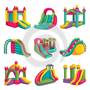 Inflatable bright castle fun for playground set photo