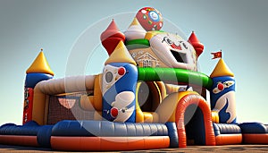 Inflatable child playground park toy game equipment bounce activity air bouncy castle cheerful childhood colours colourful