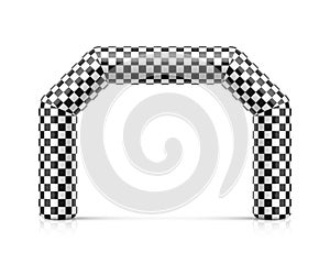 Inflatable finish line arch illustration. Inflatable archway template with checkered flag