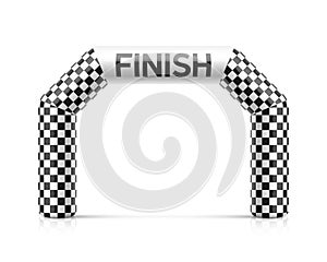 Inflatable finish line arch illustration. Inflatable archway template with checkered flag