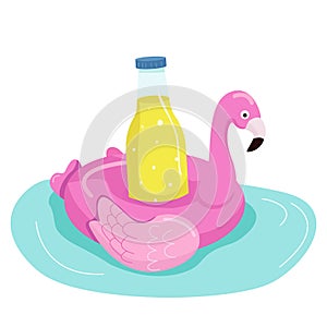 Inflatable flamingo cartoon vector illustration