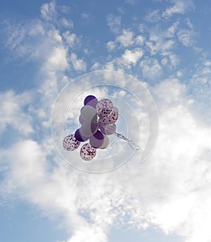 Inflatable group of balloons in the sky