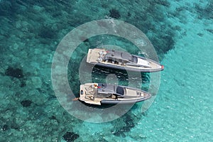 Inflatable motor boat in formentera, spain