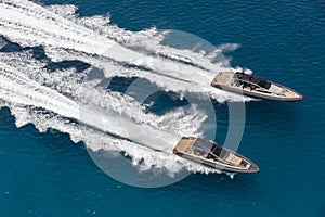 Inflatable motor boat in formentera, spain