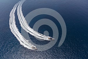 Inflatable motor boat in formentera, spain