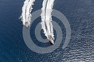 Inflatable motor boat in formentera, spain