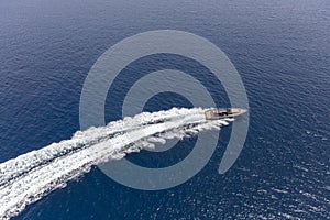 Inflatable motor boat in formentera, spain