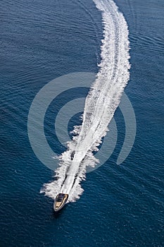 Inflatable motor boat in formentera, spain