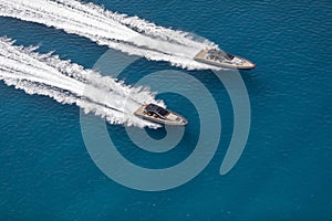 Inflatable motor boat in formentera, spain