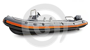 Inflatable Motorboat Isolated on White for Water Expeditions. Generative ai