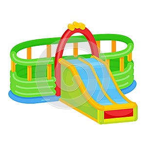 Inflatable playground slide icon, attraction and recreation