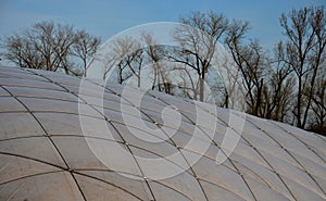 inflatable playing arena, tennis head made of white rubber textile.