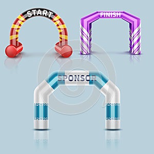 Inflatable race start and finish archway, outdoor sports event arch decoration and sponsor banner