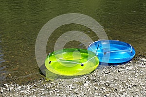 Inflatable rings by river