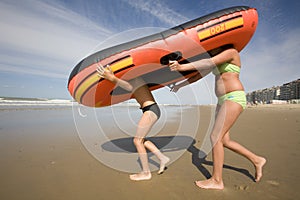 Inflatable rubber boat with legs