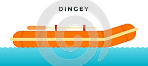 Inflatable rubber dingey with oars vector icon flat isolated.