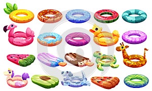 Inflatable rubber swim pool ring cartoon vector