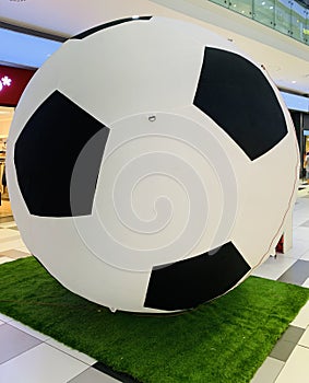 Inflatable soccer ball Installation in the mall