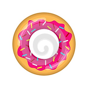 Inflatable swimming ring looking like donut isolated on white background, Rubber float pool lifesaver ring, buoy