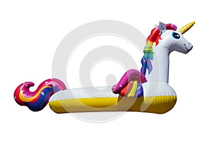 Inflatable unicorn pool float isolated on white
