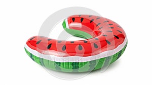 Inflatable watermelon pool float isolated on white background