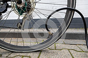 Inflate flat tire of bike by tube