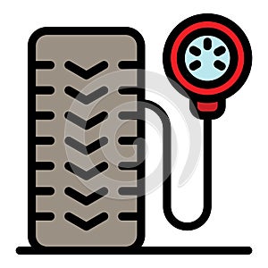 Inflate tire icon color outline vector