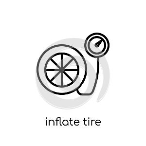 inflate tire icon. Trendy modern flat linear vector inflate tire