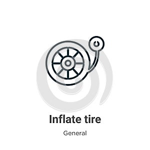 Inflate tire outline vector icon. Thin line black inflate tire icon, flat vector simple element illustration from editable general