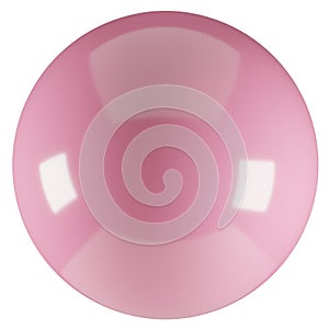 Inflated glossy pink bubble illustration. 3D render of latex ball with glint. Graphic dot, symbol, object