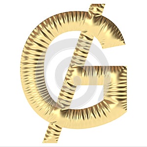 inflated golden shiny Paraguayan Guarani currency symbol photo