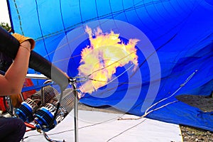 Inflating Hot Air Balloon