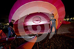 Inflating hot air balloon