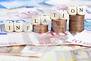 Inflation concept with Euro money photo