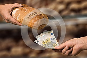 Inflation concept: extremely expensive bread