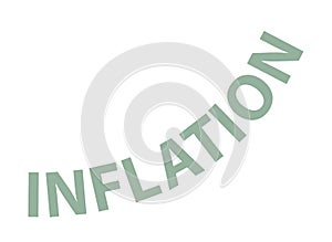 Inflation concept. Rising word. Money value recession and price increase