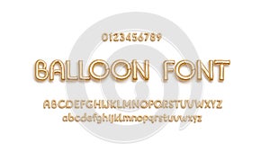 Inflation and deflation balloon font with numbers, capital, lowercase alphabet