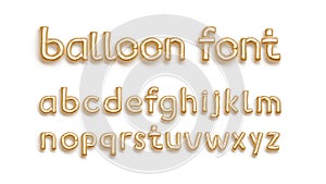 Inflation and deflation gold balloon font with lowercase alphabet, 4k