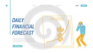 Inflation, Financial Crisis, Investor Lose Money on Stock Landing Page Template.Market Fall and Depreciation