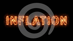 INFLATION - flamed lettering on dark background