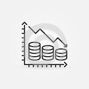 Inflation Graph with Coins vector concept linear icon