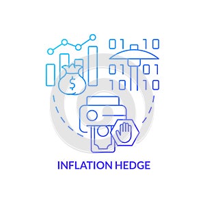 Inflation hedge blue gradient concept icon