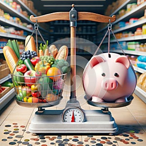 Inflation High Food Costly Money Expense Groceries Heavy Weight Prices Skyrocket AI Generated