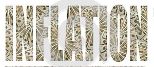 Inflation icon graphic design made of twenty dollar bills
