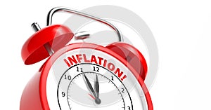 Inflation oder wirtschaftskrise Konzept mit rotem Wecker
