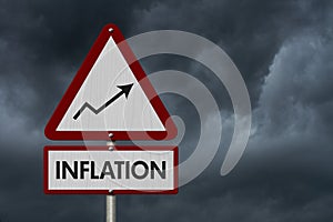 Inflation red warning road sign