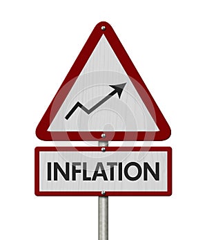 Inflation red warning road sign