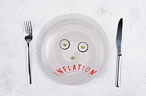 Inflation is standing on the plate, food shortage and starving because of the war ,famine, political issue, face with peas